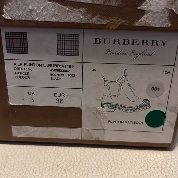 Burberry Vintage Check Rubber Rain Boot. Euro size 36 - Picture 2 of 6